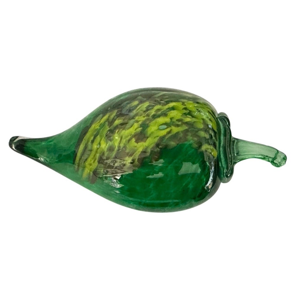 Hand Blown Large Glass Green Chili Jalapeño Pepper Art Vintage Made In Mexico